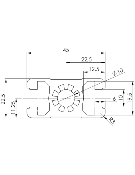 Profil aluminiowy 22,5x45 [10]