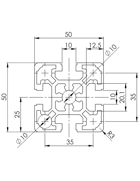 Profil aluminiowy 50x50L [10]