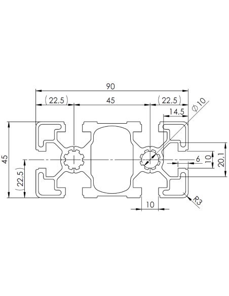 Profil aluminiowy 45x90L [10]