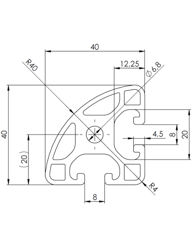 Profil aluminiowy 40x40L R40-90° [8]