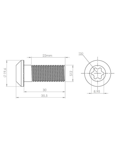 Centrální samořezný šroub S12x30 do drážky 10mm