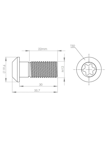Centrální šroub M12x30 do drážky 10mm