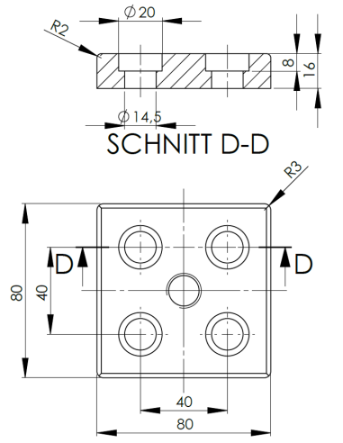 Montážní deska 80x80 M12
