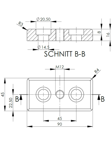 Montážní deska 45x90 M12