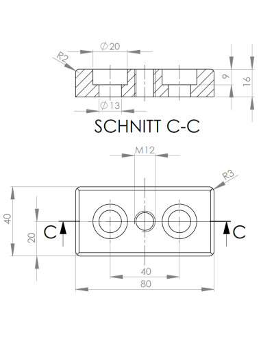Podkladová deska 40x80 M12