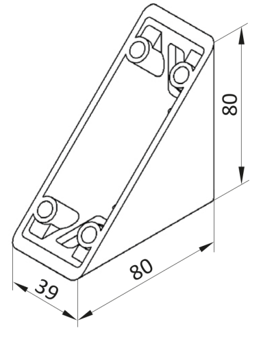 Úhelník 40x80 se sadou pro uchycení do drážky 8 mm